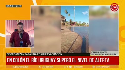 El r&iacute;o Uruguay alcanz&oacute; el nivel de alerta en Col&oacute;n: preparan evacuaciones preventivas para seis familias